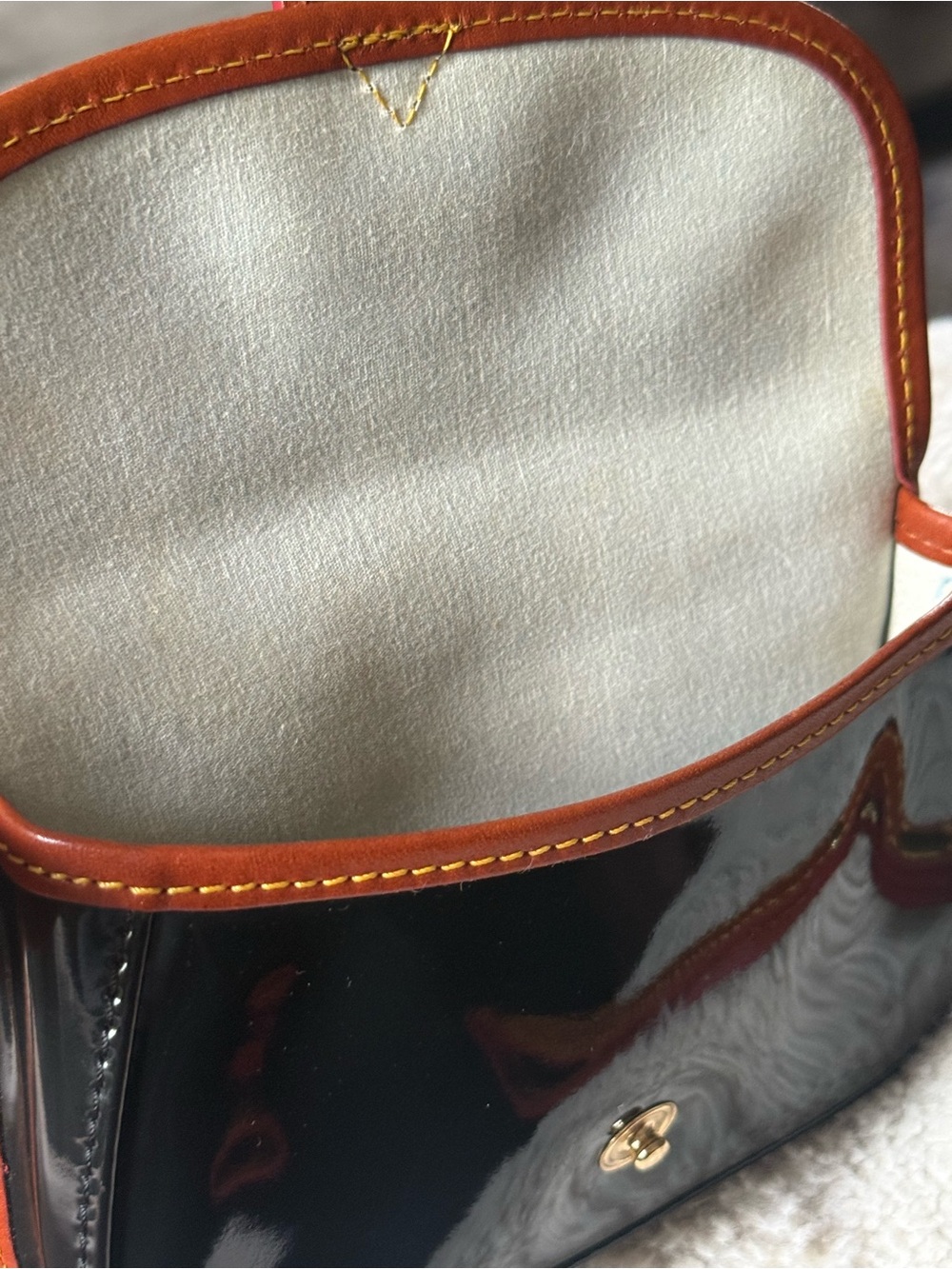 Dooney & Bourke Madison Taylor Black Patent Wristlet with Leather Trim - Picture 3 of 9
